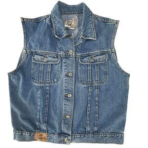 PS Gitano Women's Size Large Vintage 80’s Blue Denim Jean Jacket Vest
